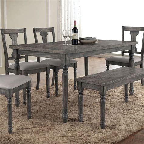 Designing your dining room bench. Acme Furniture Wallace Weathered Gray Dining Table | from ...