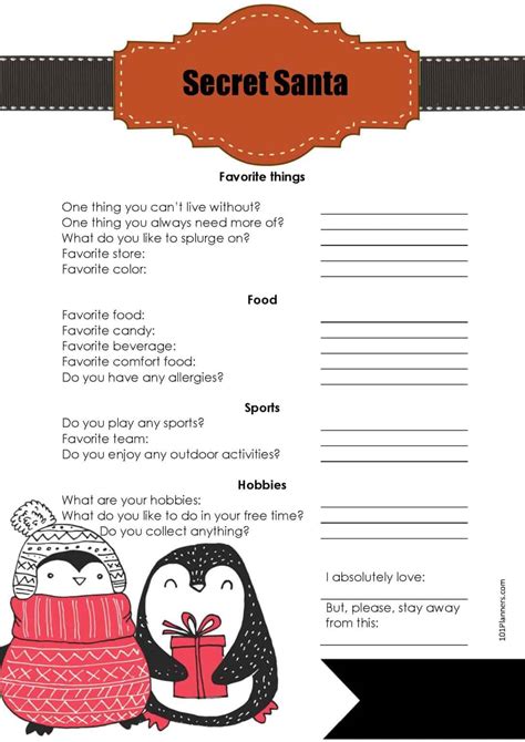 Office Printable Secret Santa Template