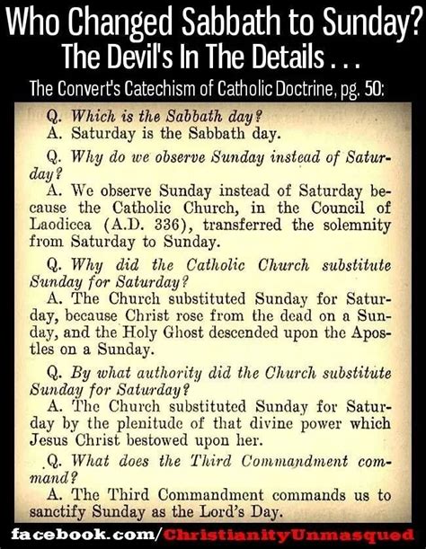 Who Changed Sabbath To Sunday THE ROMAN CATHOLIC EXPLAINATION WHY THE