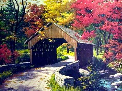 36 Autumn Covered Bridge Wallpapers Wallpapersafari