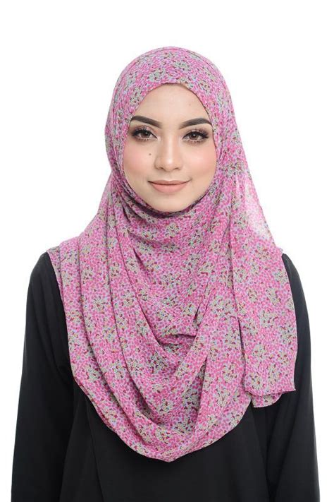 It only take 5 seconds to wear. Lily Printed Instant Shawl - Yellow Flower, Pink Base ...