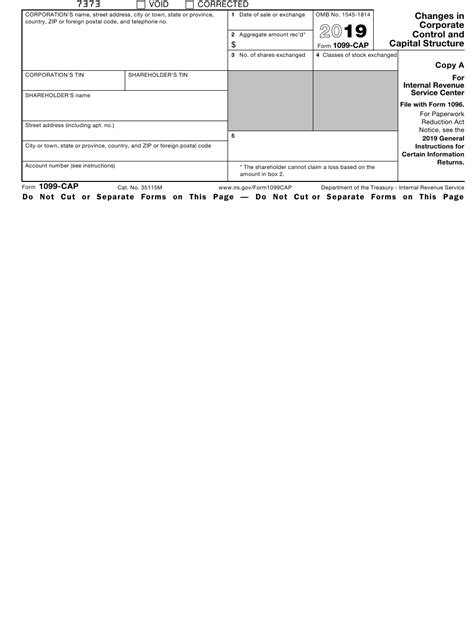 Irs Form 1099 Cap Download Fillable Pdf Or Fill Online Changes In