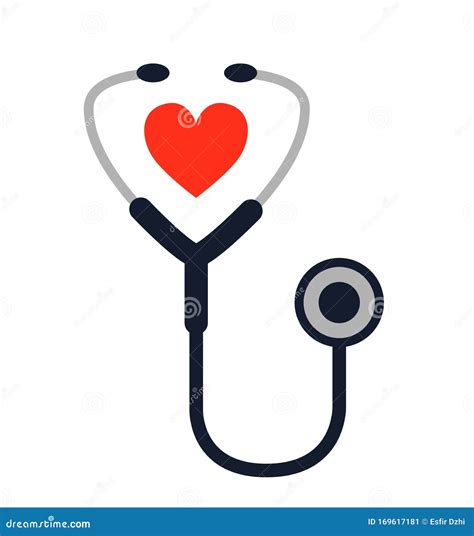Stethoscope Icon Heart Medical Vector Illustration Flat Design Stock