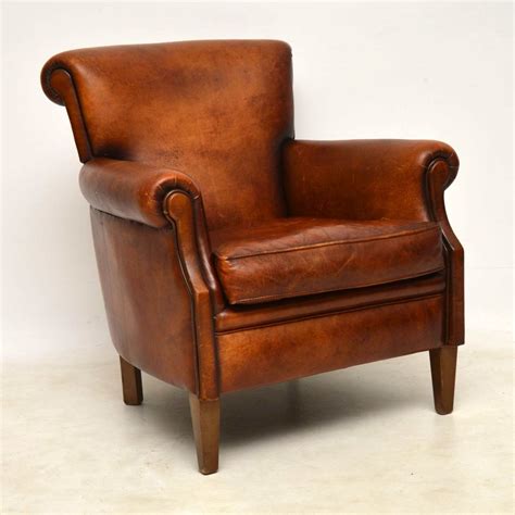 Pair Of Antique Distressed Leather Armchairs Marylebone Antiques