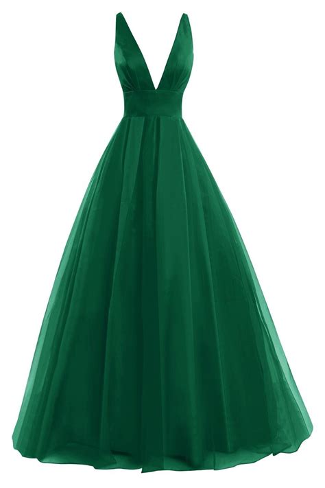 Deep V Neck Prom Dress Formal Evening Gowns Green Prom Dress Sexy