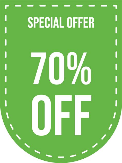 Special Offer And Seventy Percent Discount Tag With Green Color Big