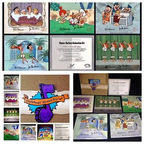 Flintstones Cel Hanna Barbera Signed Musical Box Set 5 Animation Art Cells Disney Animation