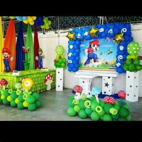 Decoración Con Globos Decoracion De Mario Bros Fiesta De Cumpleaños