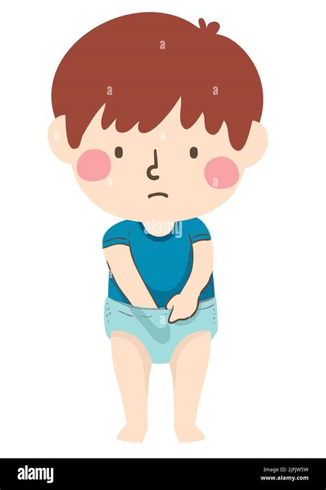 Illustration Of Kid Boy Standing With Hand Inside His Briefs Touching