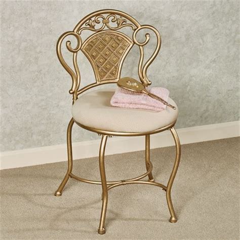 Makeup vanity stool chair cushion cover floral pattern hollow bench cover. Claira Gold Upholstered Vanity Chair | Chair, Cheap ...
