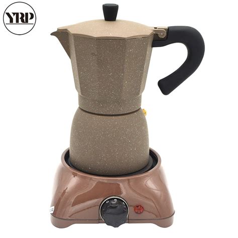 Yrp 240ml Brown Aluminum Moka Coffee Pot Espresso Latte Mocha Coffee