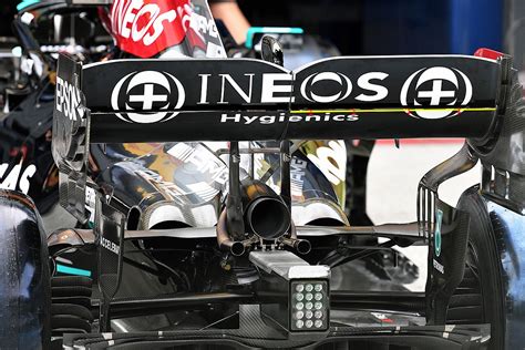 Pictured The Mercedes F Rear Wing Marks Behind Red Bull S Suspicions