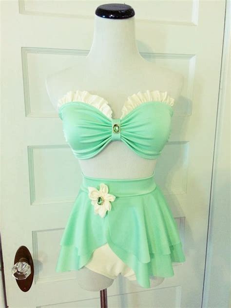 Frog Princess Bikini Set Lilly Pad Swimsuit High Waist Swimsuit With Skirted Bottom For