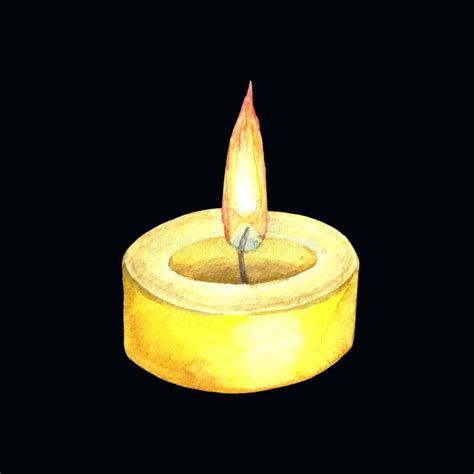 Watercolor Illustration Of A Lighted Candle Stock Image Image Of