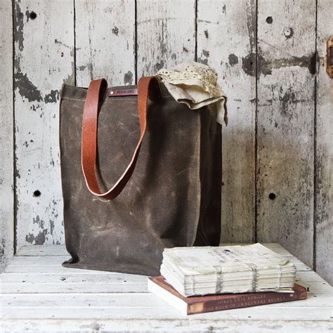 The Marlowe Carryall Waxed Canvas Shopping Tote Bag Peg And Awl