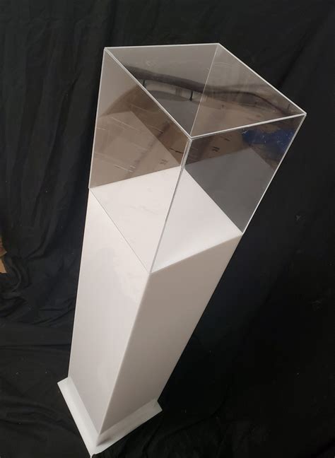 Acrylic Pillar Display Case 10 Sq X 40h With Fitted Lid Made To