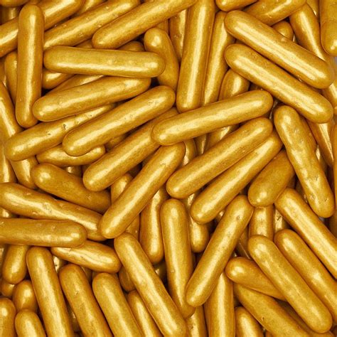 Metallic Gold Rods Edible Sprinkles Krazy Sprinkles Bakell