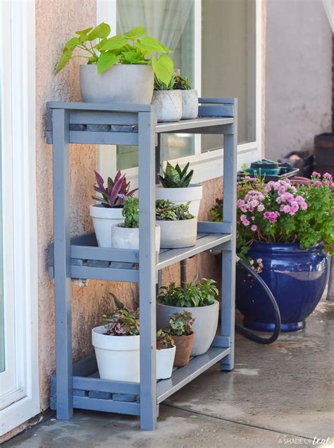 DIY: How to make a Outdoor Plant Shelf | Plant shelves outdoor, Plant