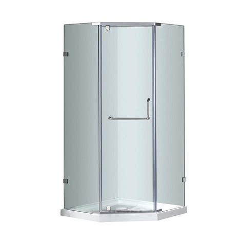 Aston 38 Inch X 38 Inch Neo Angle Semi Frameless Shower Stall In
