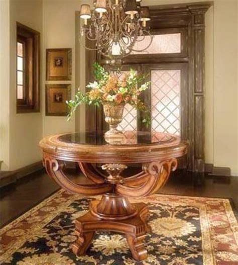 It features a field of cathedral mahogany with a contrasting mahogany border. Foyer Table For Home Improvement / design bookmark #6949
