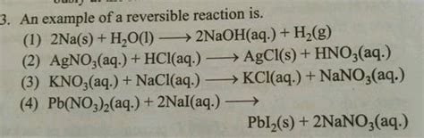 Agno3aq Naclaq → Agcls Nano3aq Above Reaction Is