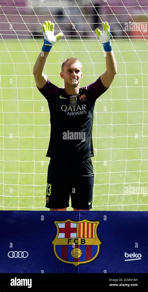 Fc Barcelonas Newly Signed Soccer Goalkeeper Jasper Cillessen Poses