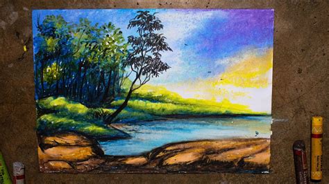 Nature Drawing With Oil Pastels Beautiful Scenery Drawing Art With