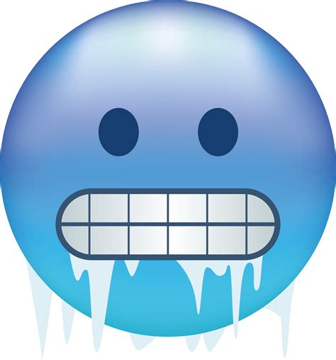 Frío Emojis Congelación Emoticono Glacial Azul Cara Con Triturado