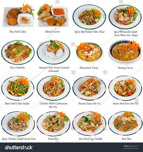 Collage Photos Popular Thai Food Isolated 스톡 사진 296625026 Shutterstock