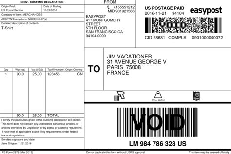 Usps Guide Easypost Intended For International Shipping Label