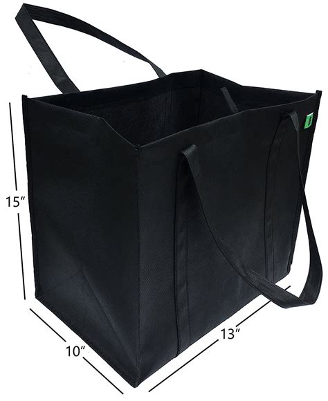 5 Pack Black Extra Large And Super Reusable Grocery Bags Hold 40 Lbs