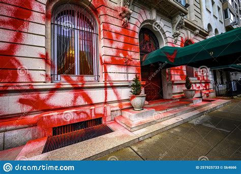 Russian Consulate In Nyc Painted Red Editorial Stock Photo Image Of