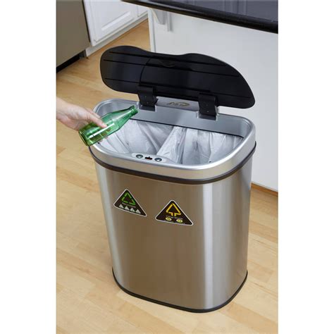 Automatic Trash Can Recycle Bin Combo Touchless Lid Stainless Motion