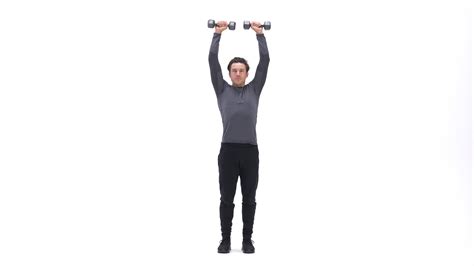 Overhead Dumbbell Front Raise Exercise Videos And Guides