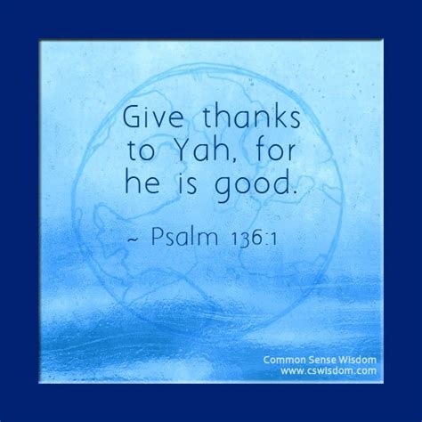 Yah Is Good Psalm 136