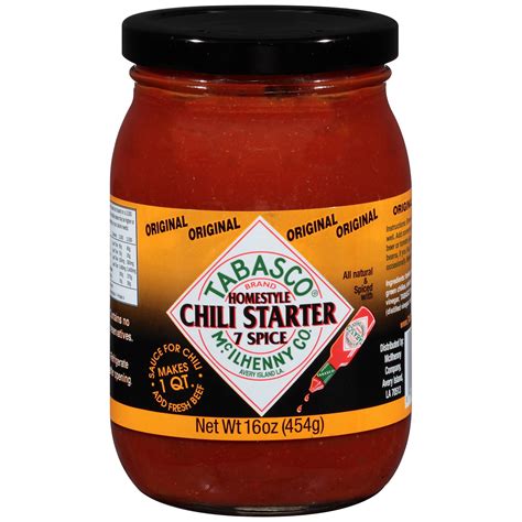Mcilhenny Co Tabasco Original 7 Spice Chili Starter 16 Oz Jar