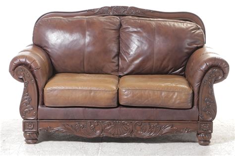 Ashley Furniture Leather Upholstered Loveseat Sofa Ebth