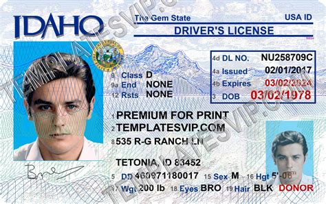 Idaho Id Drivers License Psd Template Download Templates Drivers