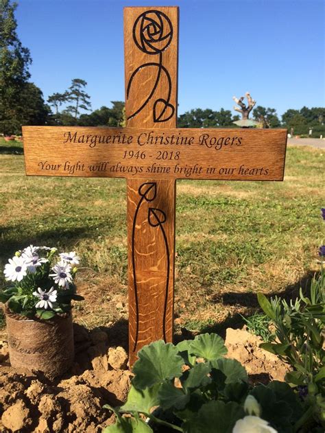 Look At This Beautiful Wooden Memorial Cross The Text Is Engraved Into