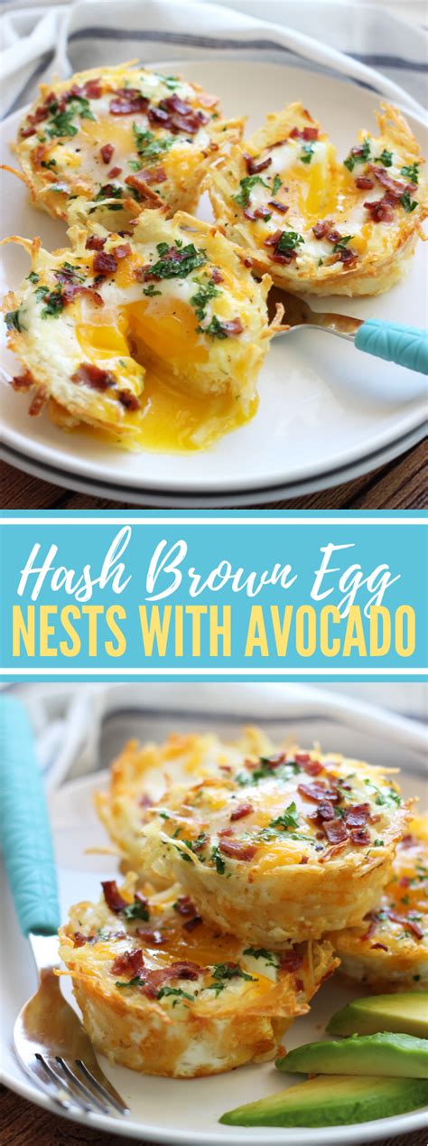 Stir in onions, remaining butter, egg, salt and pepper. Hash Brown Egg Nests with Avocado #healthy #breakfast