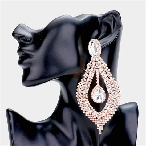 Large Chandelier Crystal Earrings On Rose Gold Prom Earrings Etsy