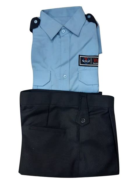 Blue Shirt And Black Pant Men Security Guard Cotton Corporate