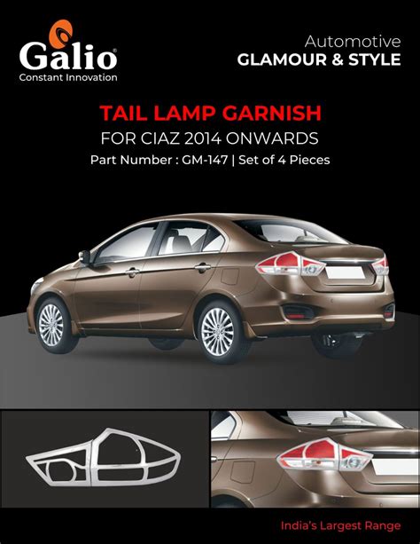 Buy Maruti Suzuki Ciaz Chrome Finish Tail Lamp Garnish Superfluous Mart