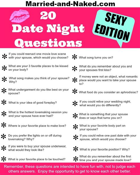 Sexy Date Night Questions Free Printable