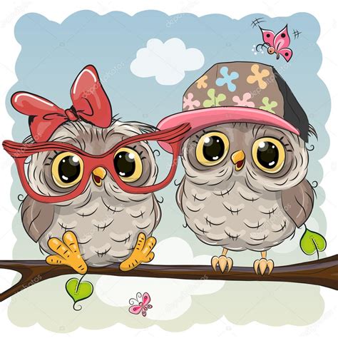 Two Cute Cartoon Owls Stock Vector By ©reginast777 126523074