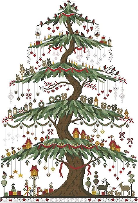 51buyoutgo christmas tree cross stitch kits for adults 11 ct easy funny preprinted stamped