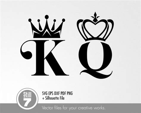 King Queen Logos Svg Cutting File Eps Dxf Pdf Png Silhouette File