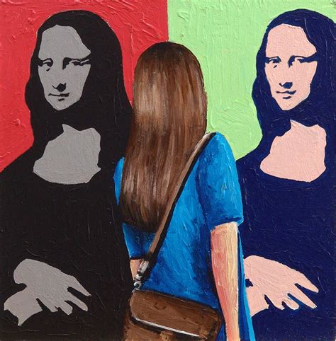Two Mona Lisas Painting Of Woman Enjoying Pop Art Painting Of Leonardo