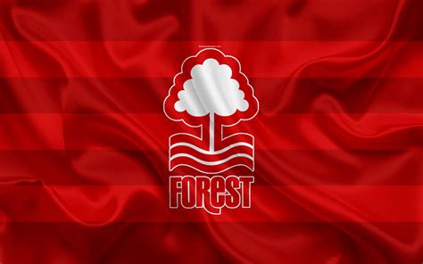 Download Wallpapers Nottingham Forest Fc Red Silk Flag Emblem Logo