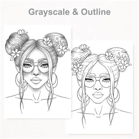 Adult Coloring Page Girl Portrait And Clothes Colouring Sheet Etsy People Coloring Pages